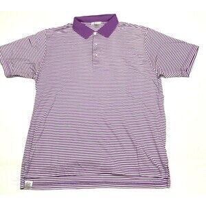 VTG PETER MILLAR Polo Shirt Men XL Purple Stripe Korea Golf Performance Outdoor